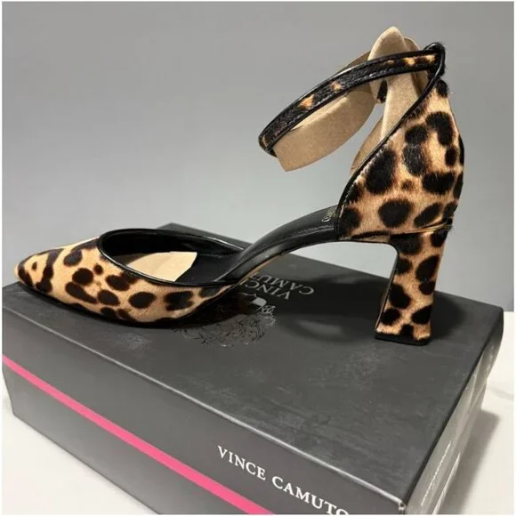 Vince Camuto Womens Ankle Strap Leopard Block Heel Shoes Size 12 New - Picture 5 of 8